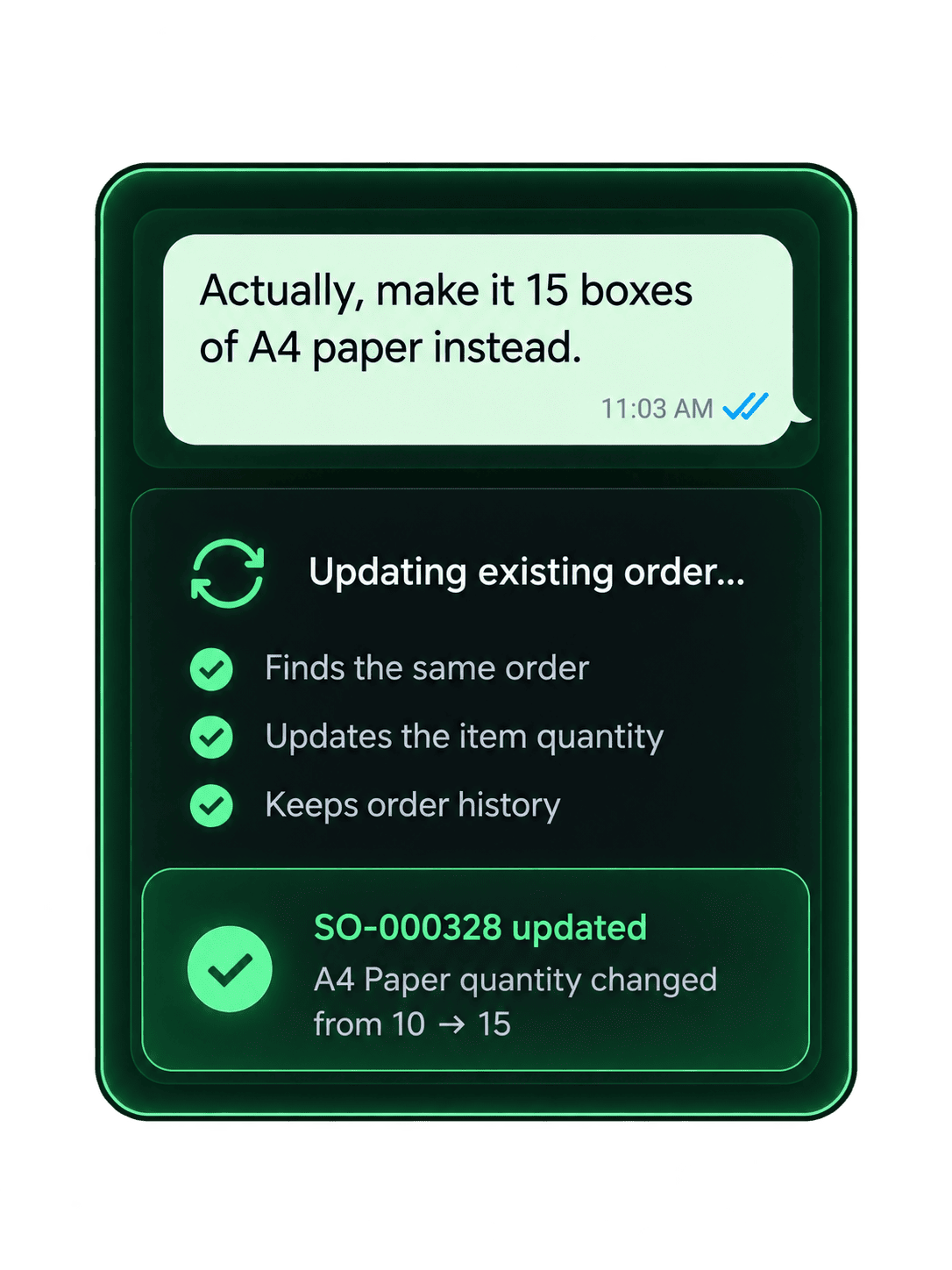 Existing AutoCount Sales Order updated after customer follow-up